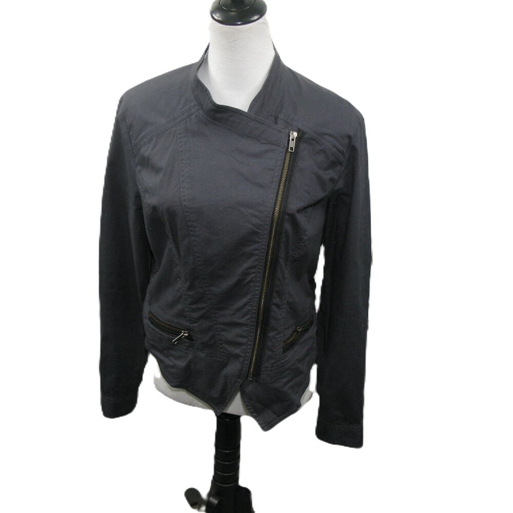 Cabi Charcoal Gray Cotton Zip Front Blazer Size Medium - Picture 1 of 5